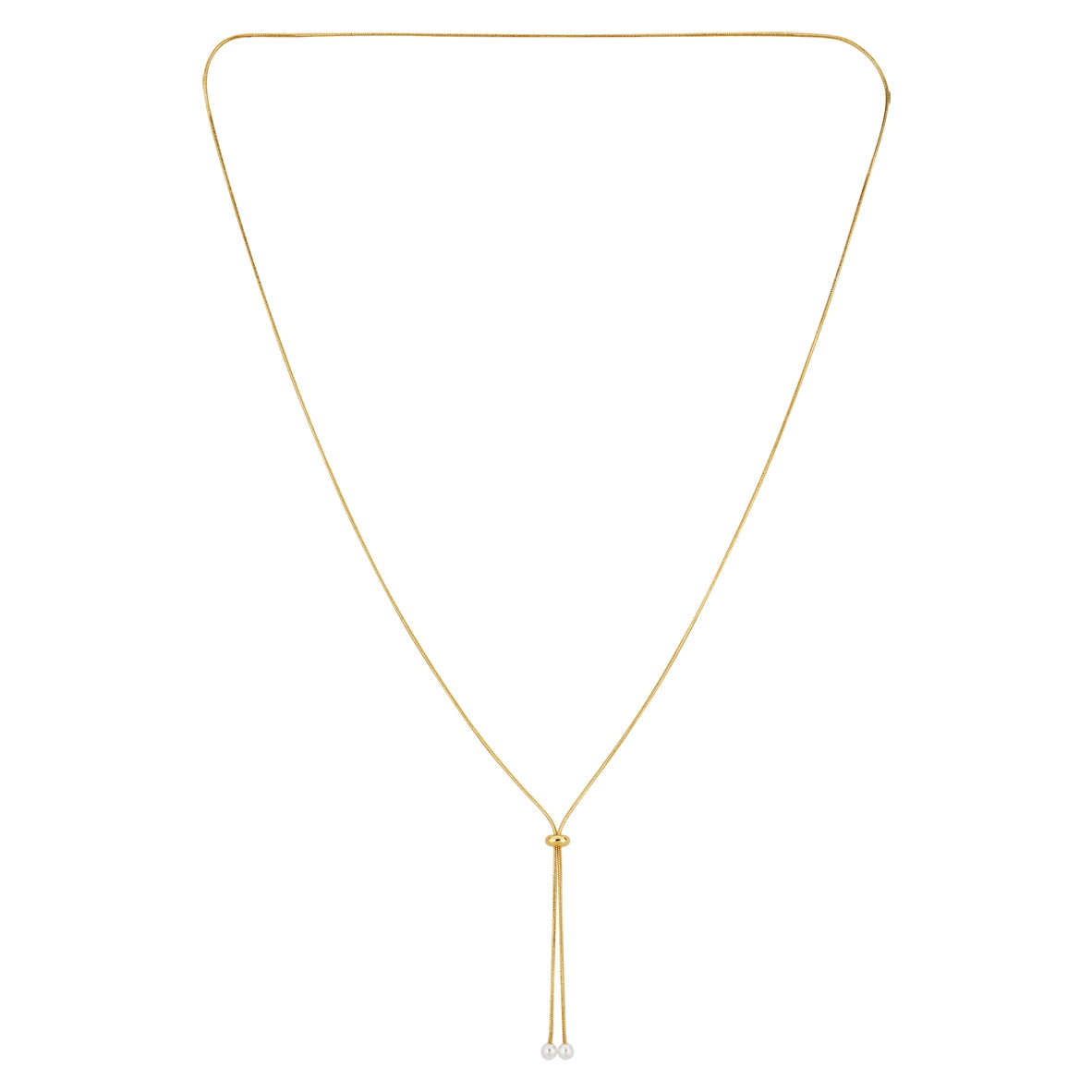 August Woods Gold Adjustable Pearl Tassel Necklace