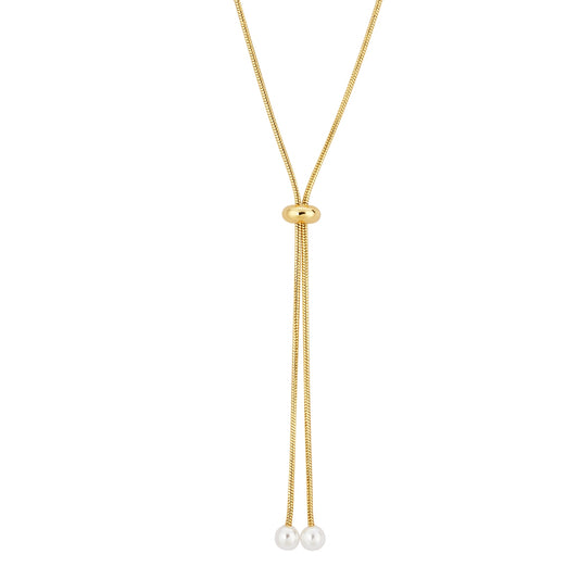 August Woods Gold Adjustable Pearl Tassel Necklace
