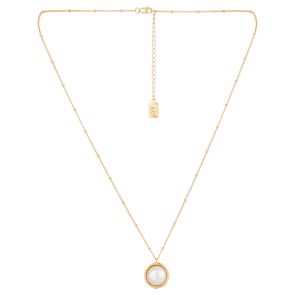 August Woods Gold Circle Pearl Ball Chain Necklace
