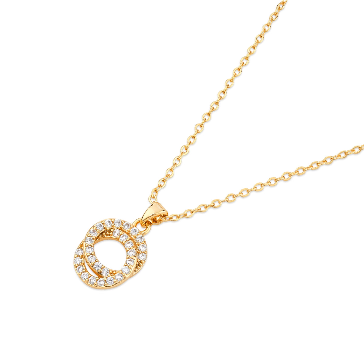 August Woods Gold Double Loop Pavé Necklace
