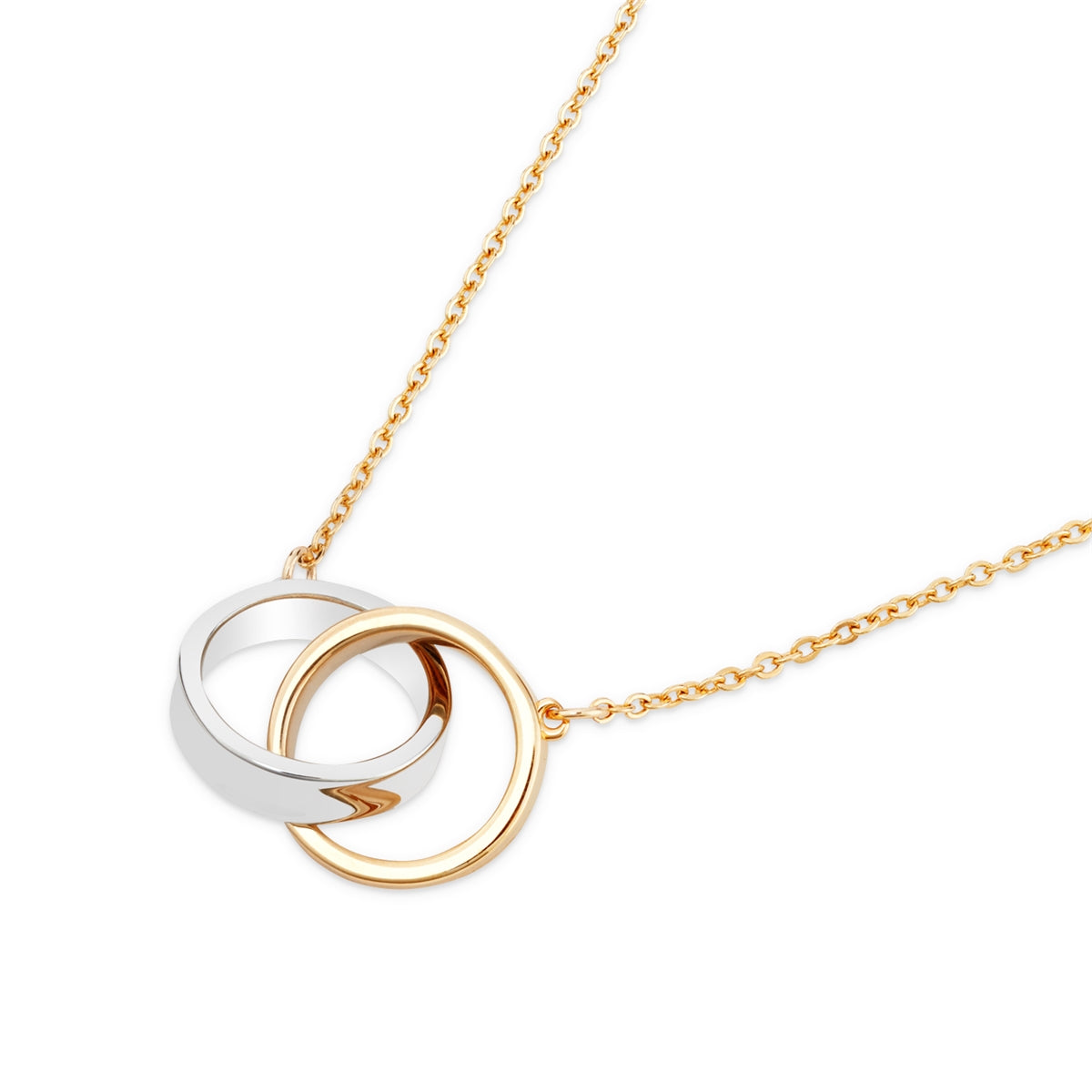 August Woods Gold Two Tone Interlocking Circle Necklace