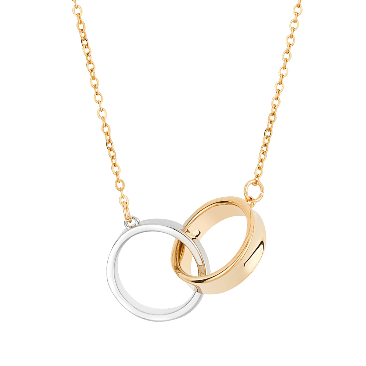 August Woods Gold Two Tone Interlocking Circle Necklace