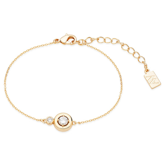 August Woods Gold Puffy Bezel CZ Stud Bracelet