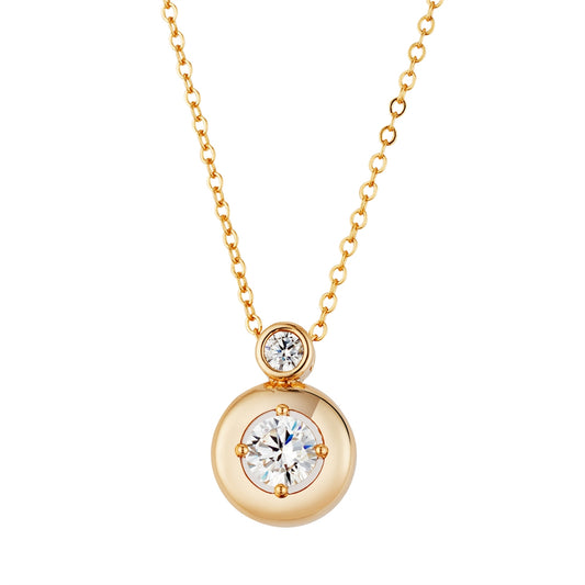 August Woods Gold Puffy Bezel CZ Necklace