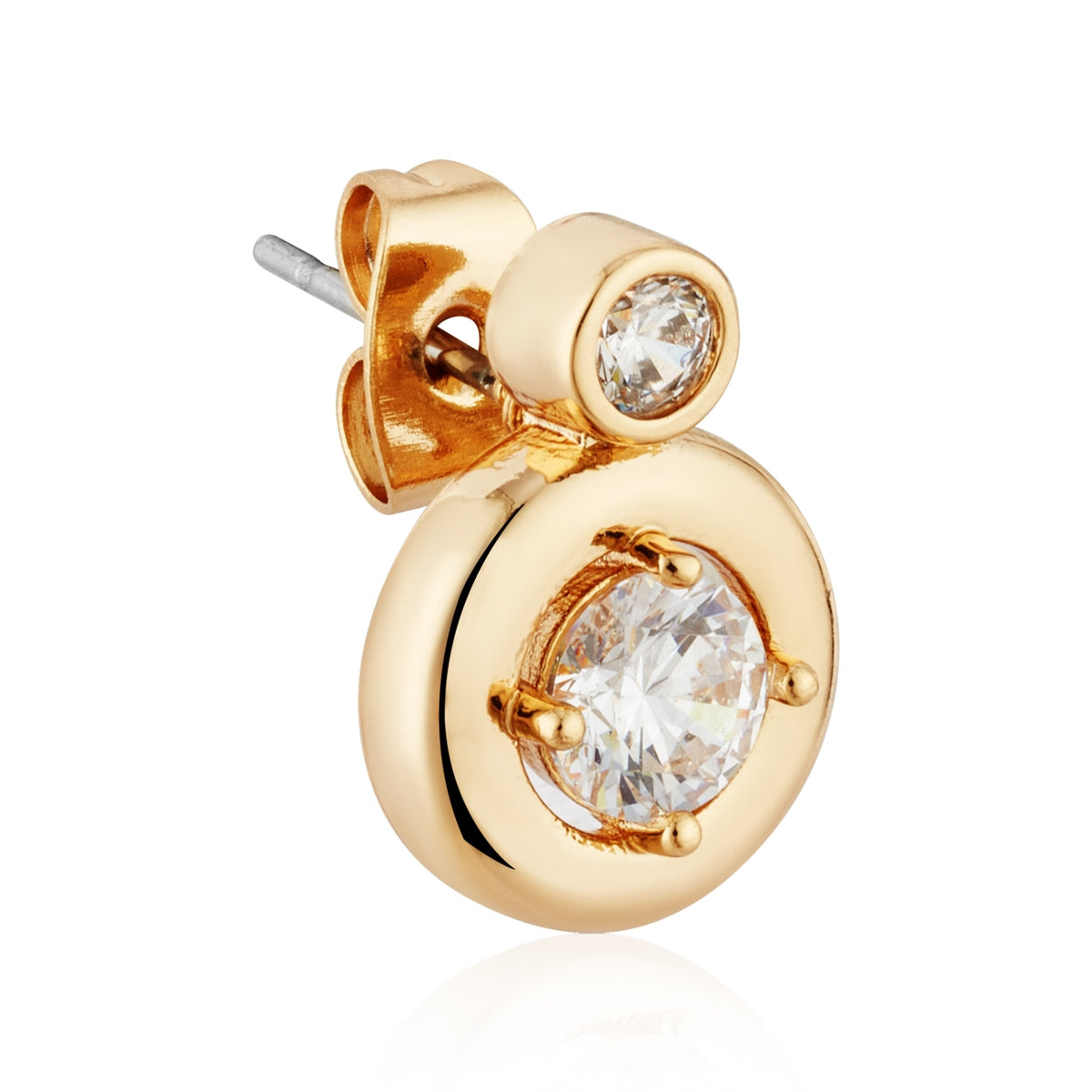 August Woods Gold Puffy Bezel CZ Stud Earrings