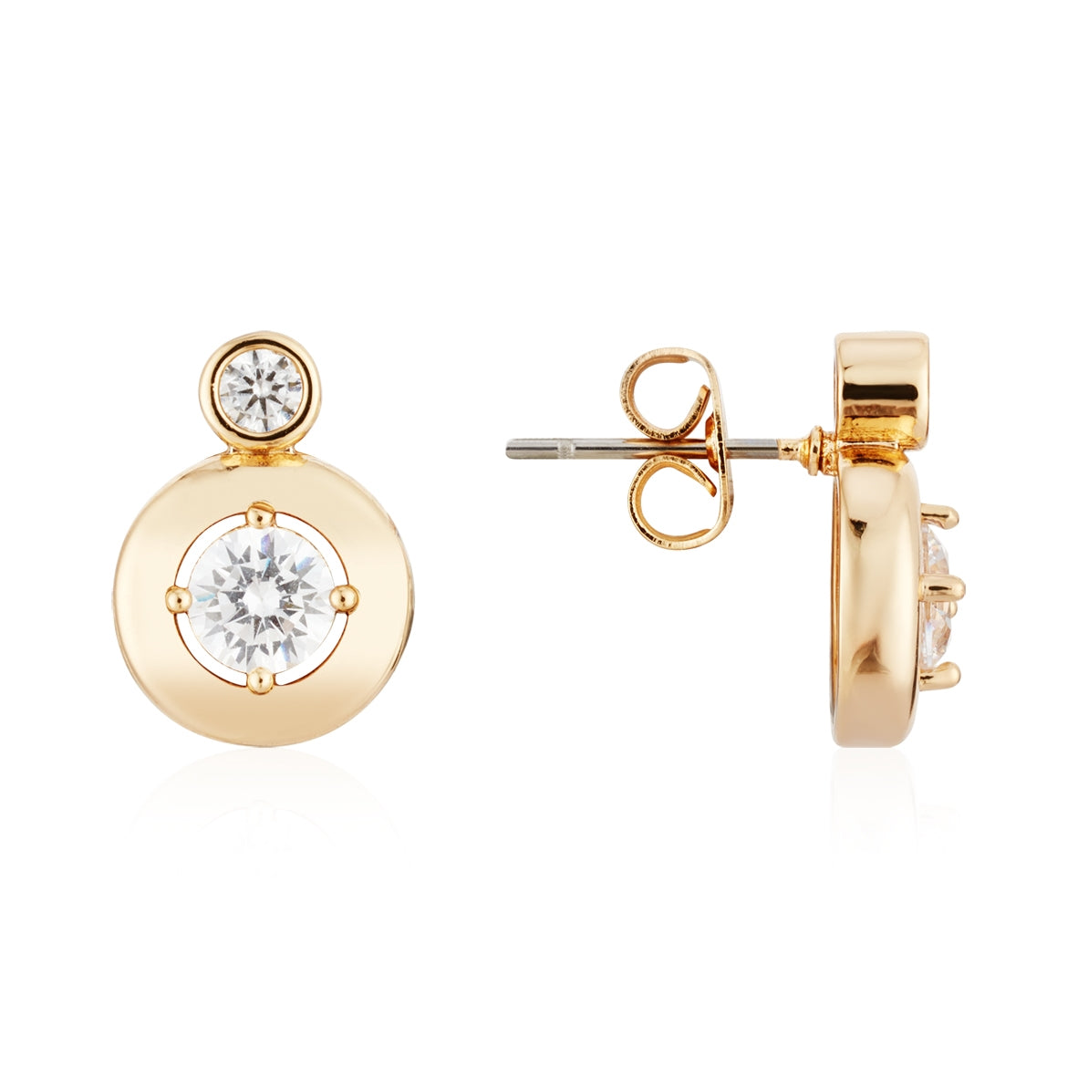 August Woods Gold Puffy Bezel CZ Stud Earrings