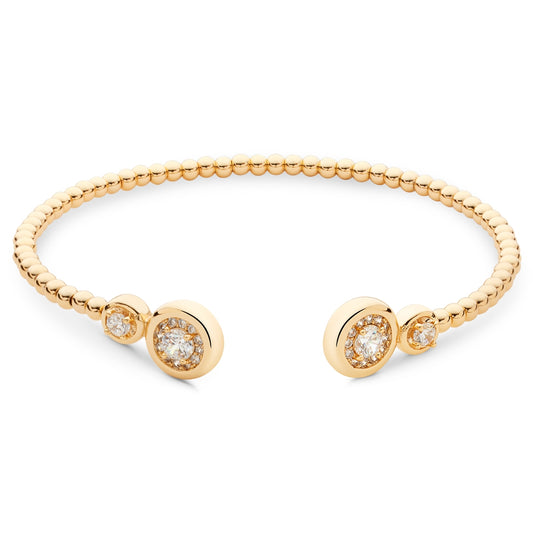 August Woods Gold Puffed Double Halo CZ Open Bangle