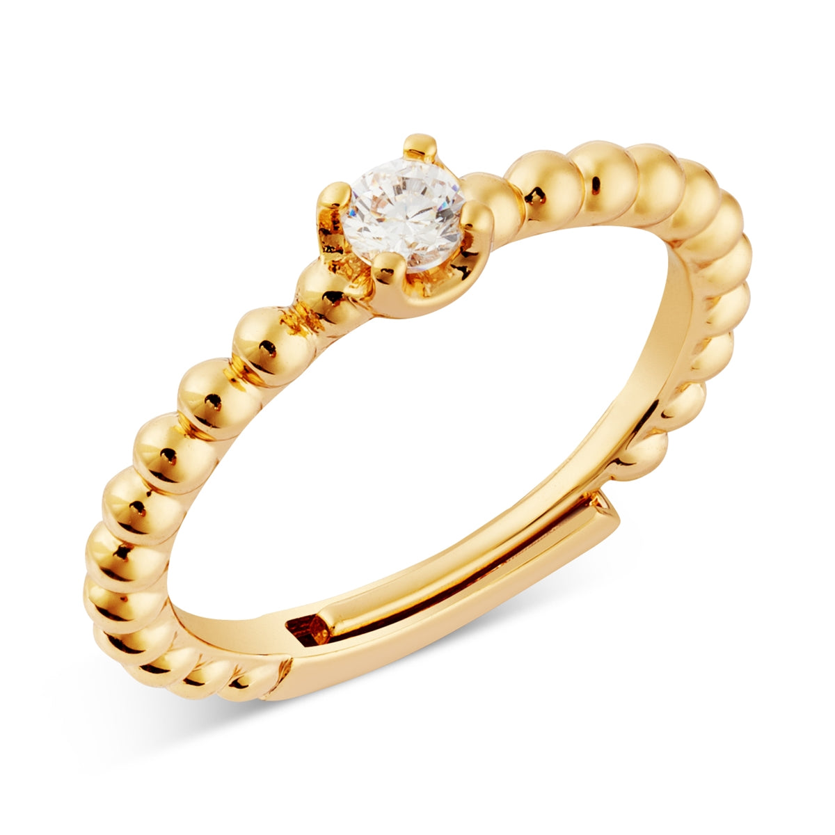 August Woods Gold Solitaire Adjustable Beaded Ring