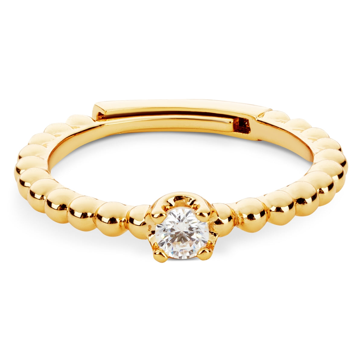 August Woods Gold Solitaire Adjustable Beaded Ring