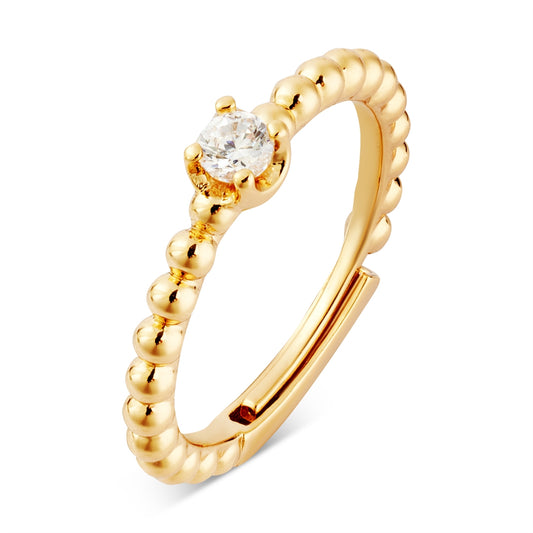 August Woods Gold Solitaire Adjustable Beaded Ring