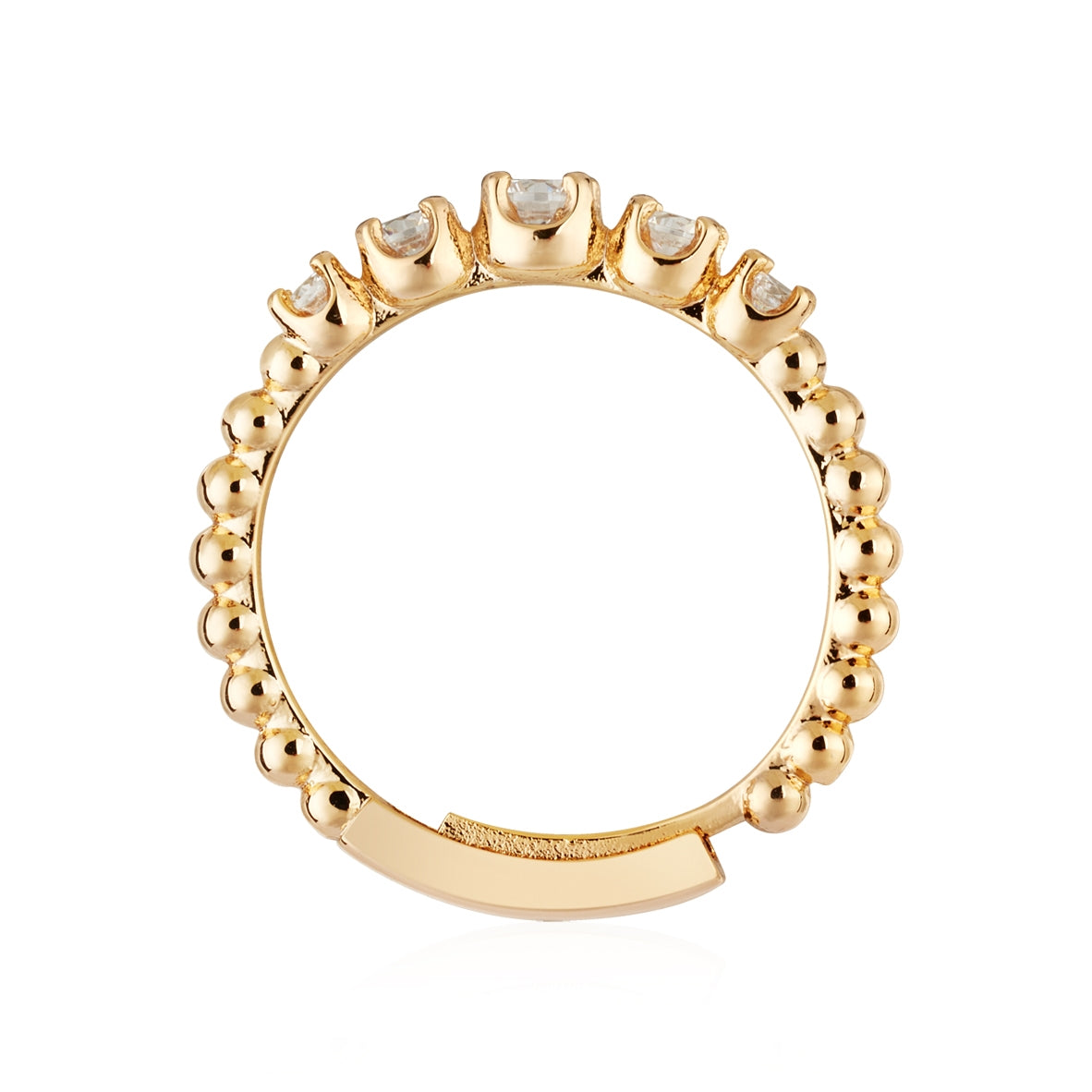 August Woods Gold Five Stone Beaded Band Adjustable Ring