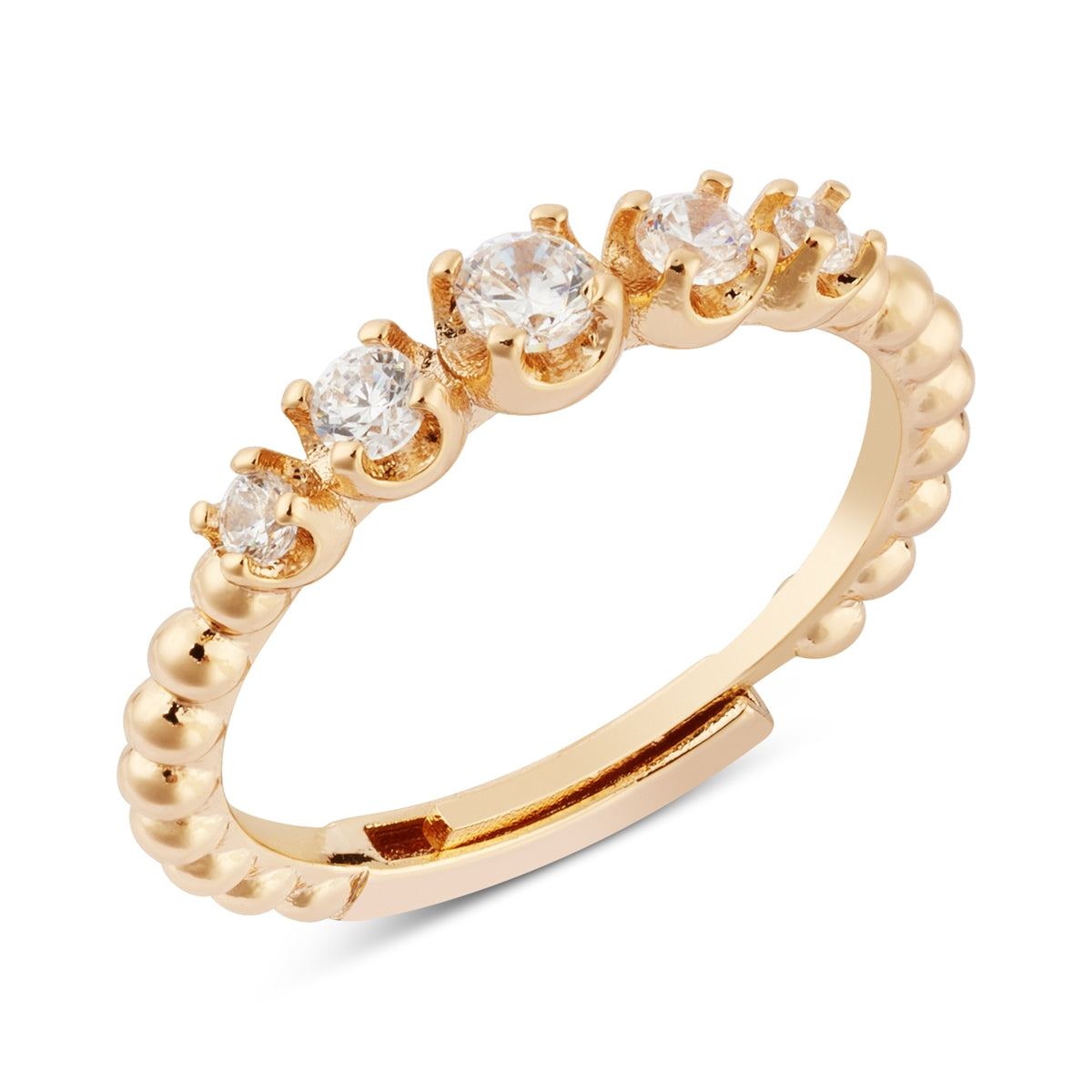 August Woods Gold Five Stone Beaded Band Adjustable Ring