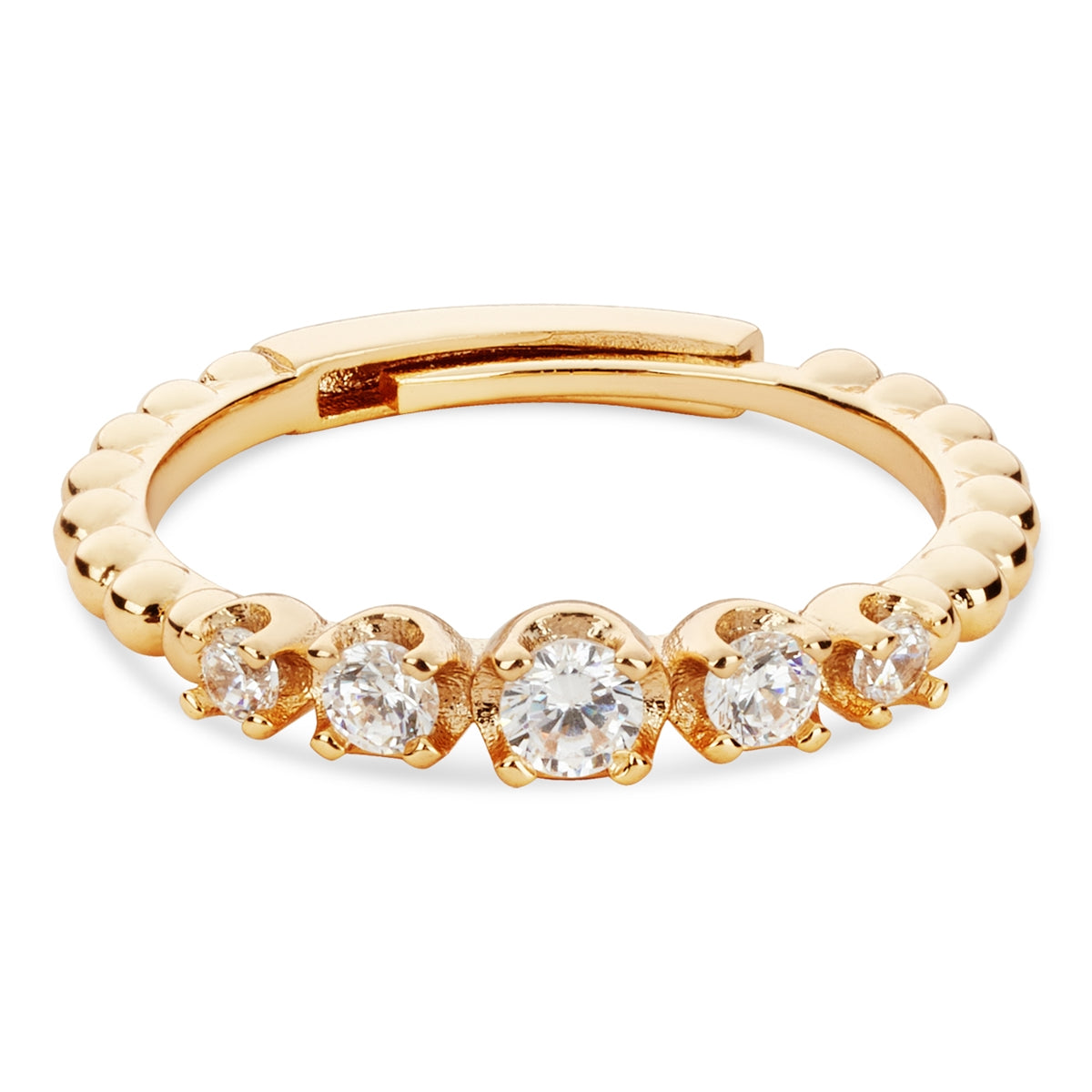 August Woods Gold Five Stone Beaded Band Adjustable Ring