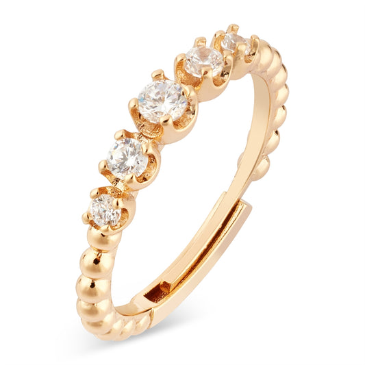 August Woods Gold Five Stone Beaded Band Adjustable Ring