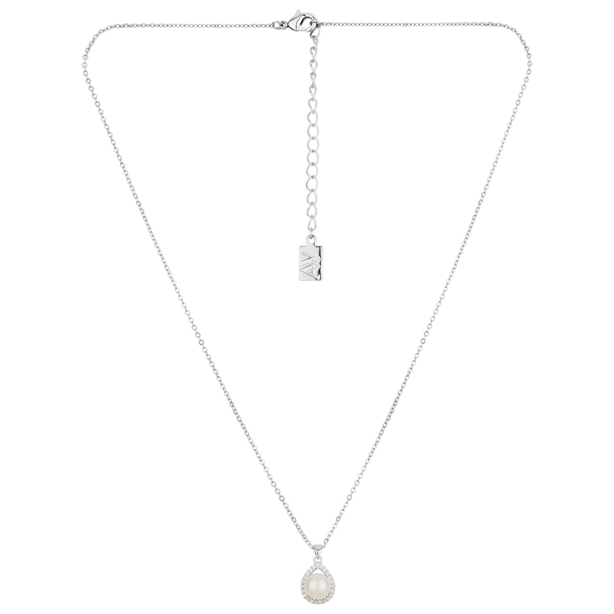 August Woods Silver Pavé Freshwater Pearl Necklace