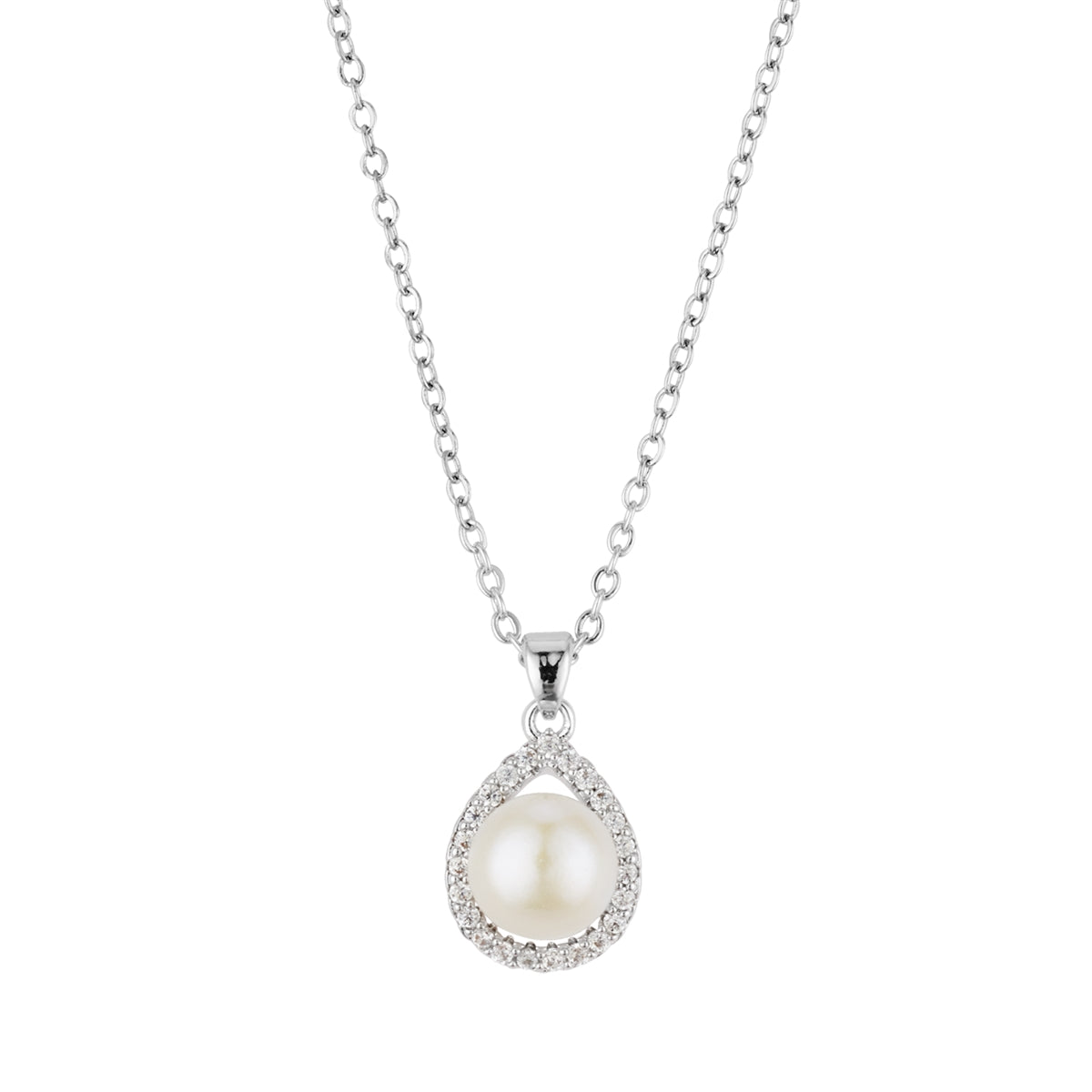 August Woods Silver Pavé Freshwater Pearl Necklace