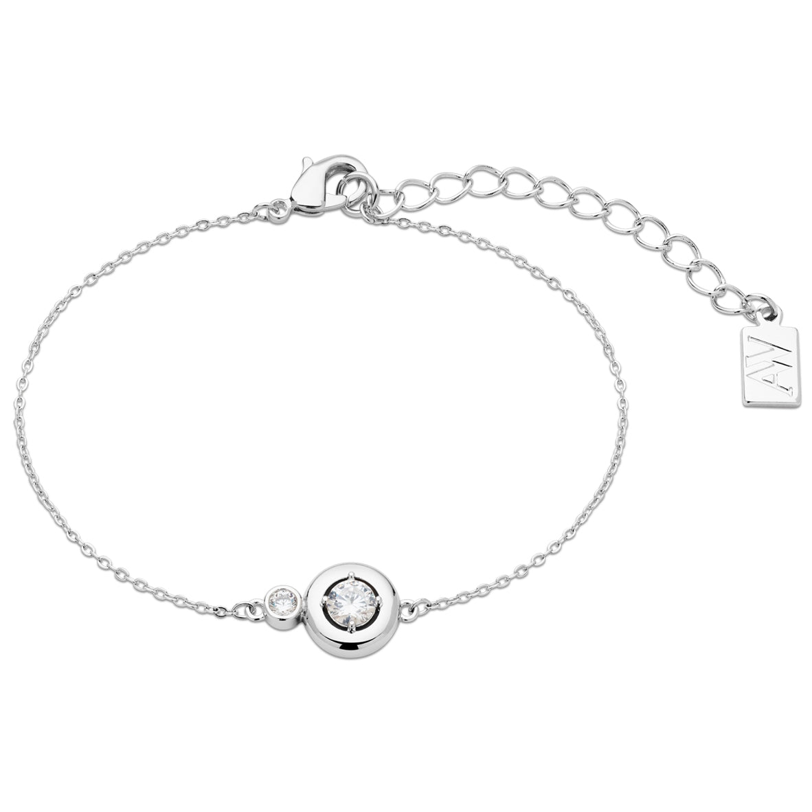 August Woods Silver Puffy Bezel CZ Stud Bracelet