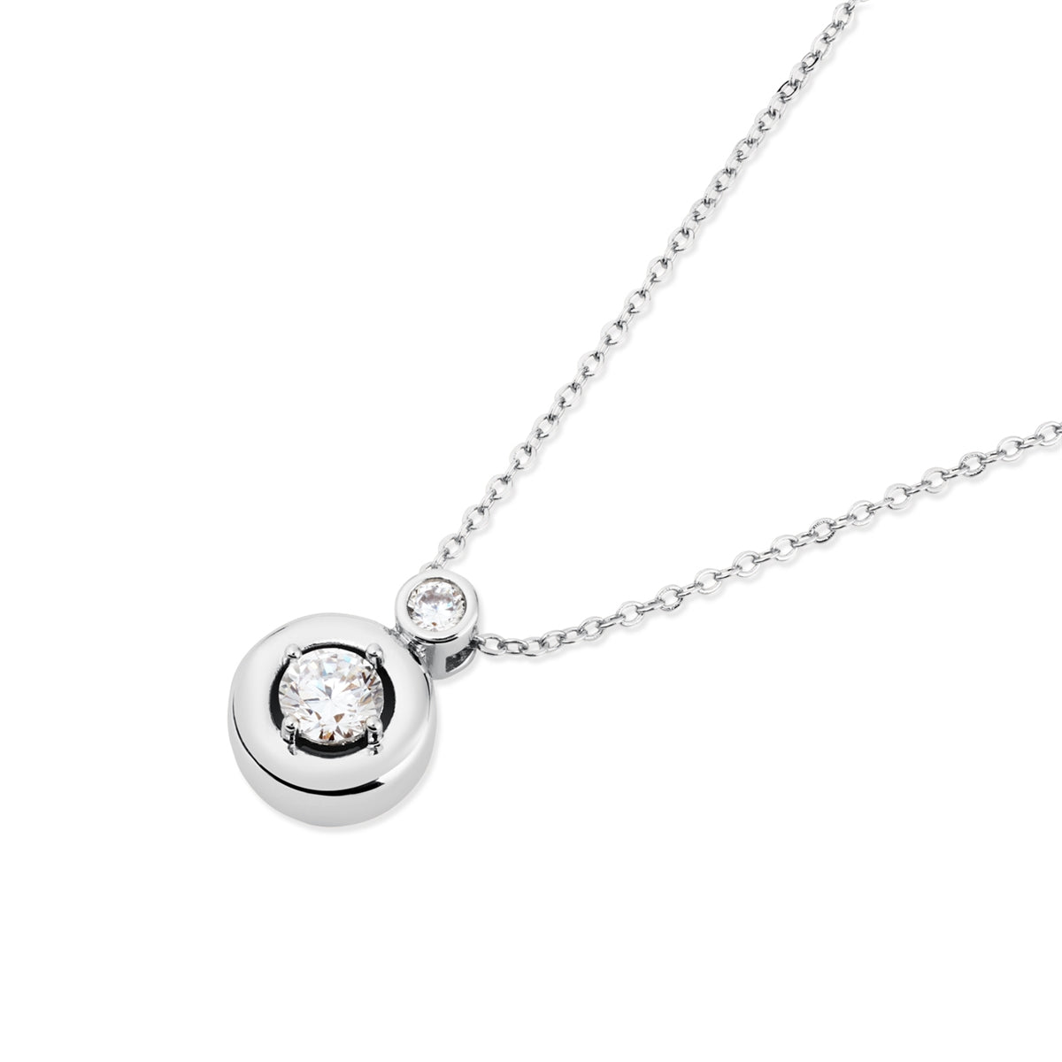 August Woods Silver Puffy Bezel CZ Necklace