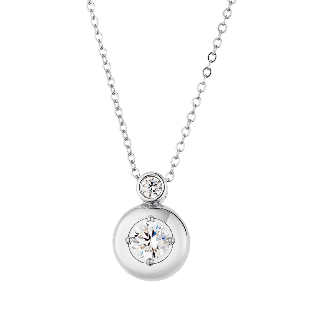 August Woods Silver Puffy Bezel CZ Necklace