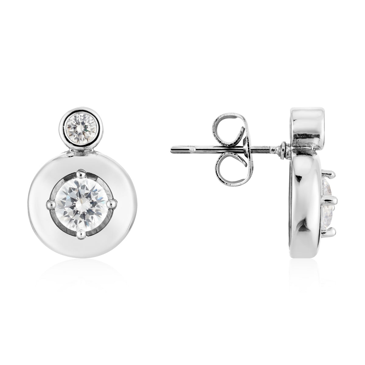 August Woods Silver Puffy Bezel CZ Stud Earrings