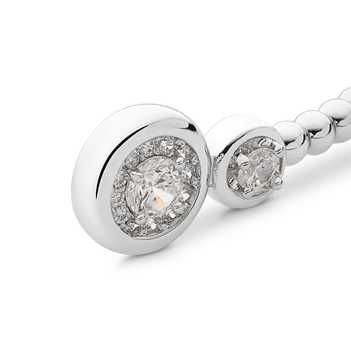 August Woods Silver Puffed Double Halo CZ Open Bangle