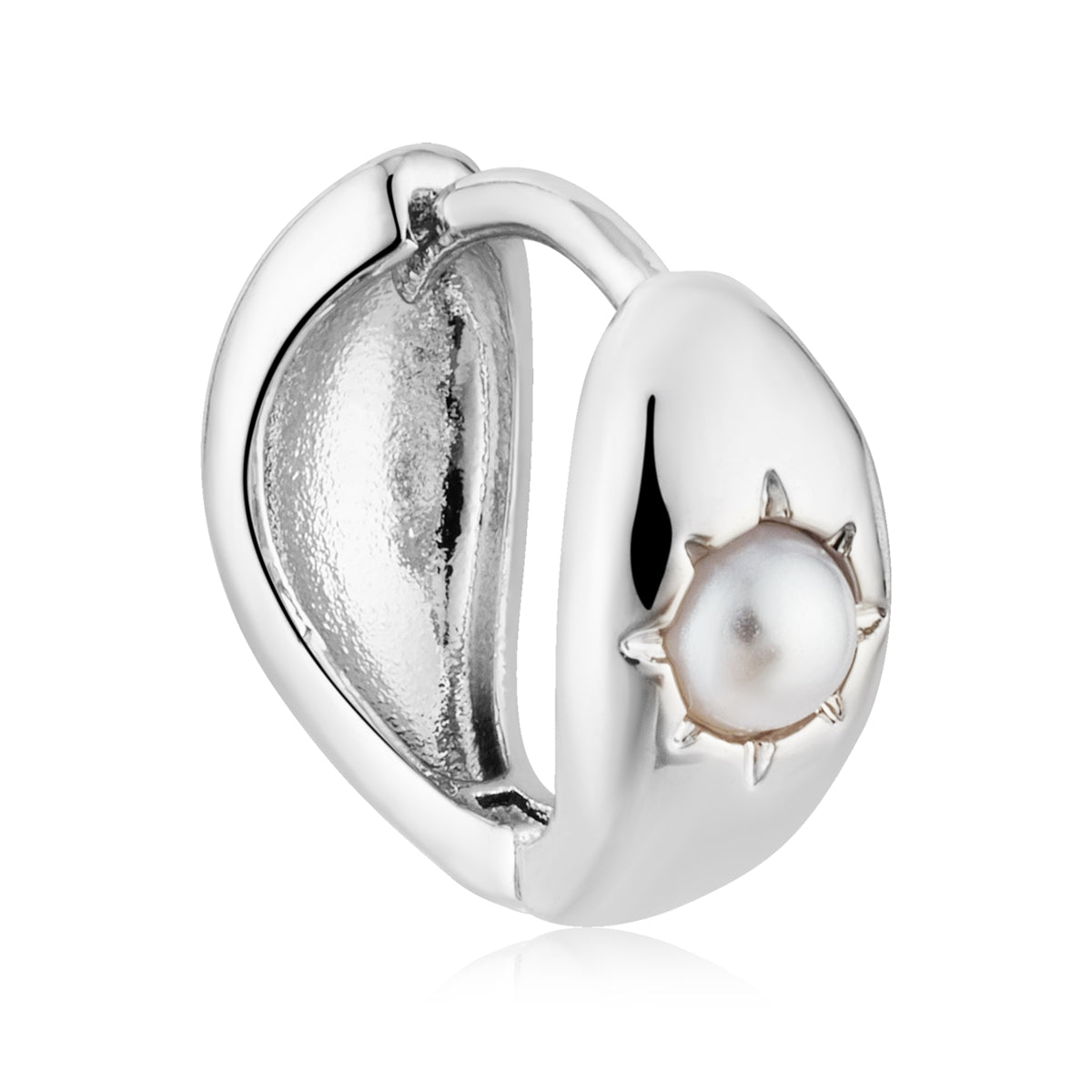 August Woods Silver Star Pearl Huggie Earrings