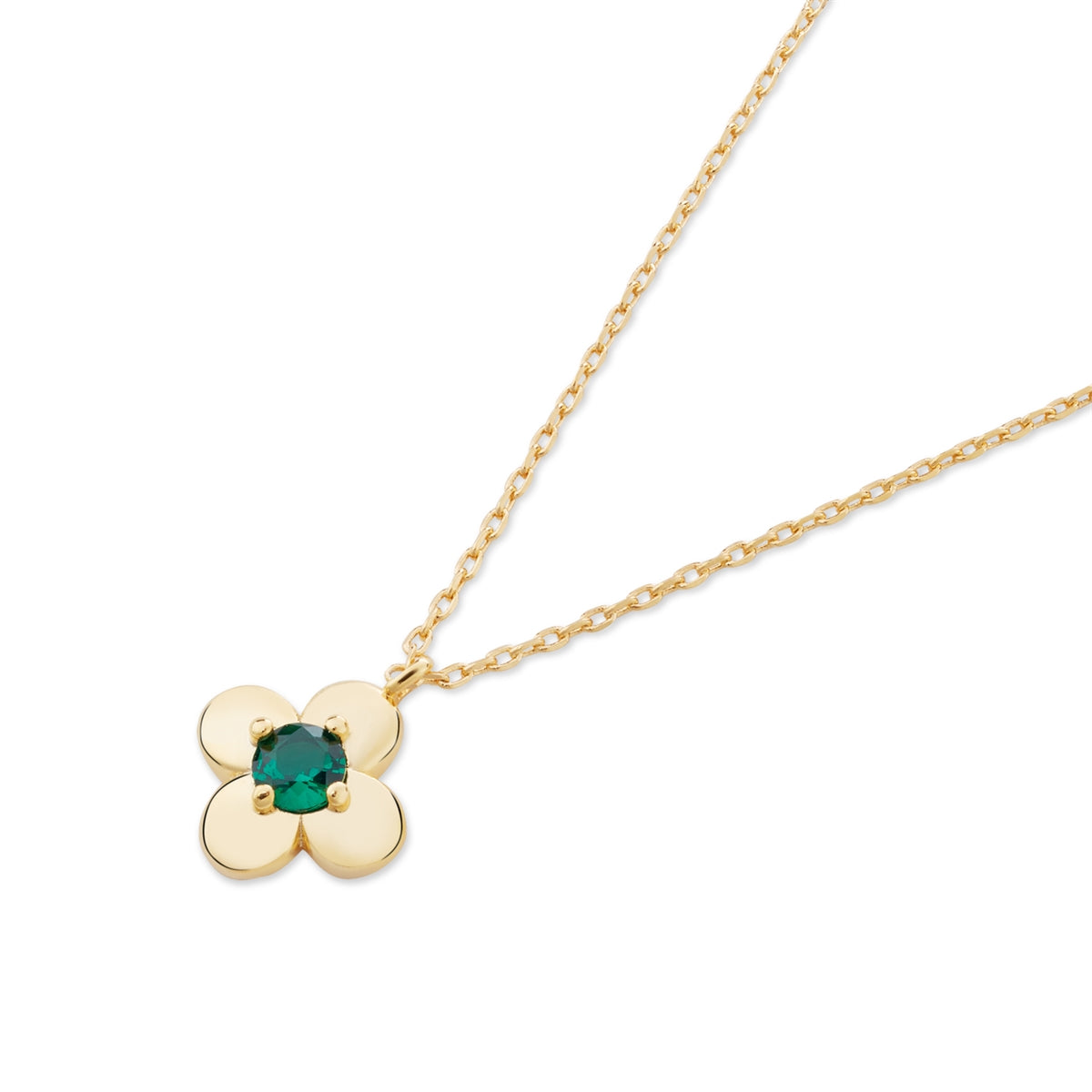 August Woods Gold Clover Green CZ Necklace