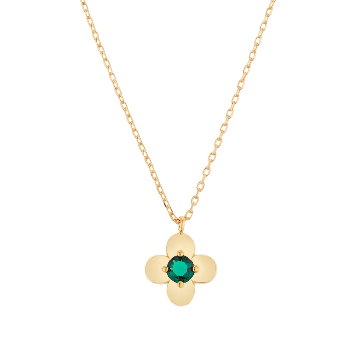 August Woods Gold Clover Green CZ Necklace