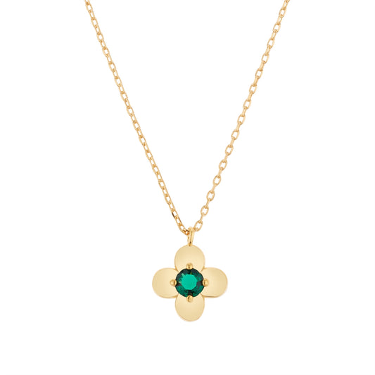 August Woods Gold Clover Green CZ Necklace