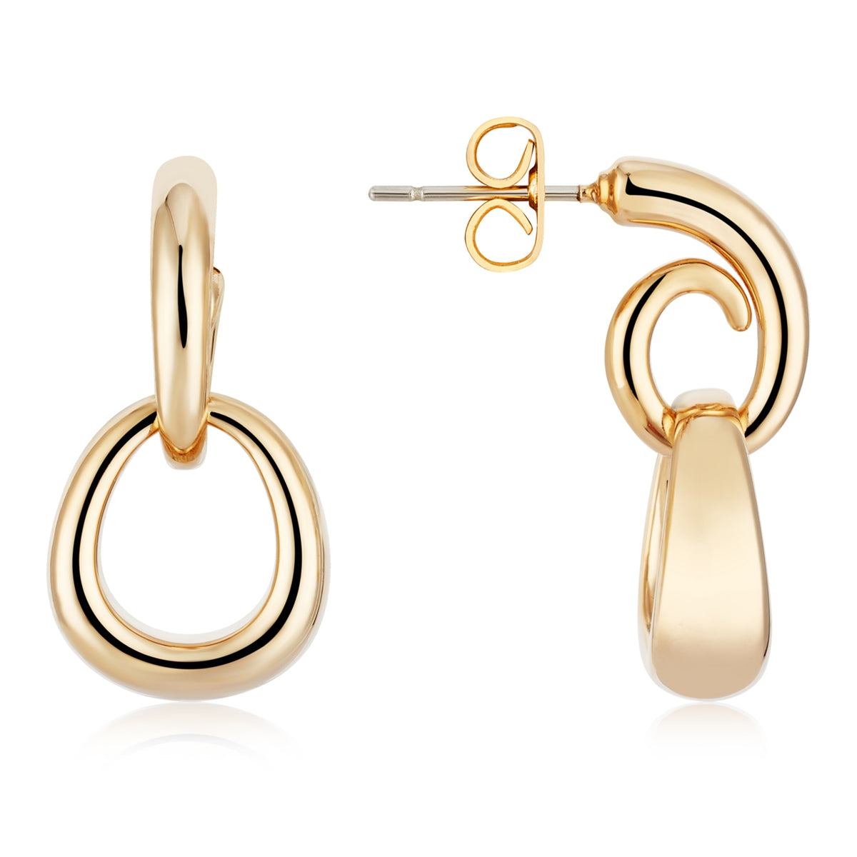 August Woods Gold Oval Chunky Drop Earrings