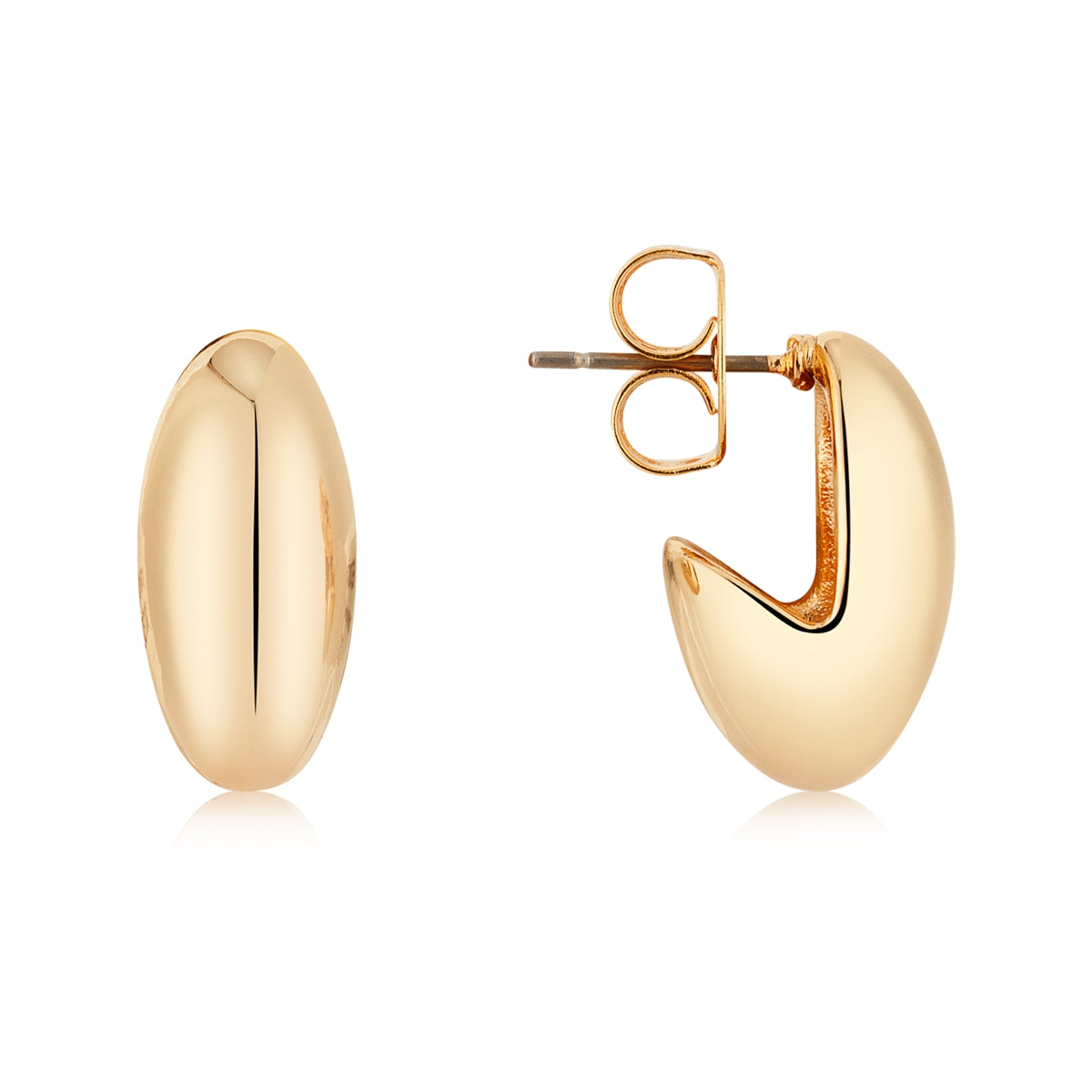 August Woods Gold Puffy Half Hoop Earrings