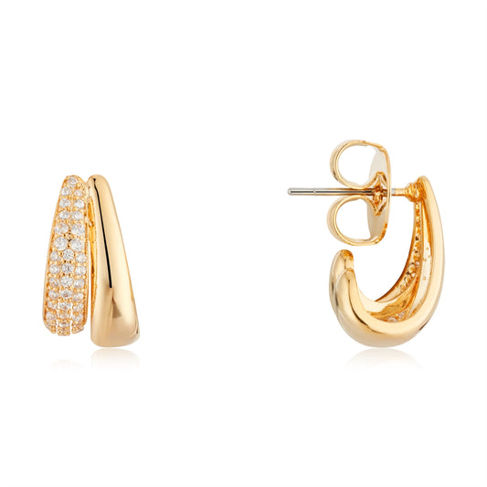 August Woods Gold CZ Double Teardrop Earrings