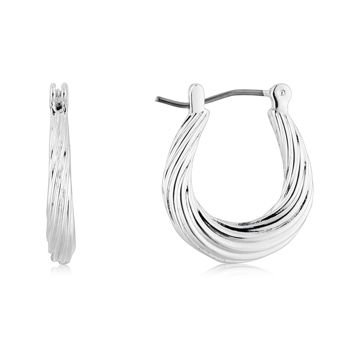 August Woods Silver Twist Creole Oval Hoop Earrings