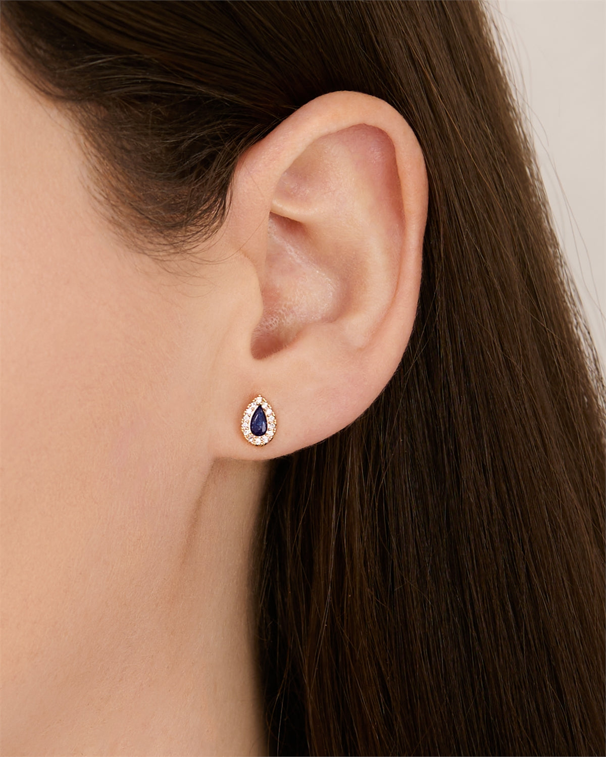 August Woods Gold Blue Teardrop Halo Earrings
