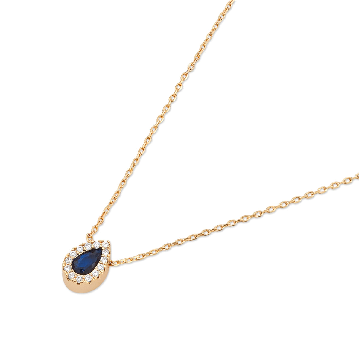 August Woods Gold Blue Halo Teardrop Necklace