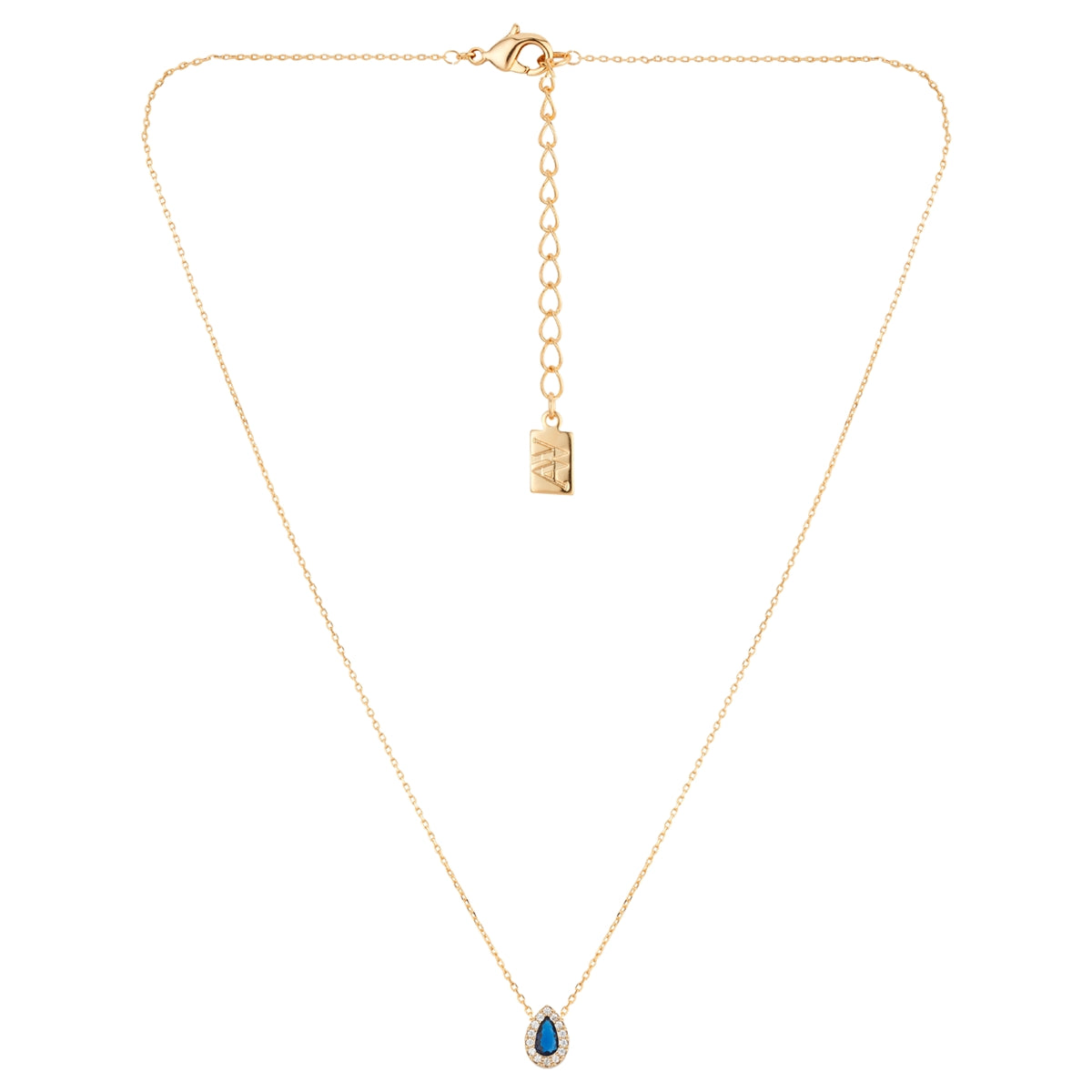 August Woods Gold Blue Halo Teardrop Necklace