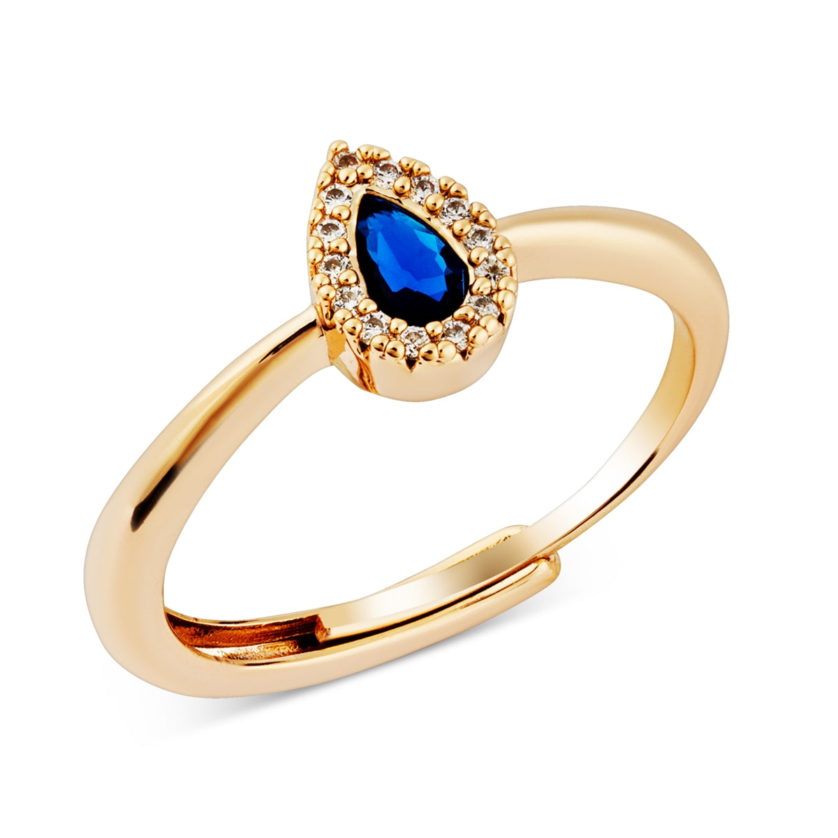 August Woods Gold Blue Halo Teardrop Ring