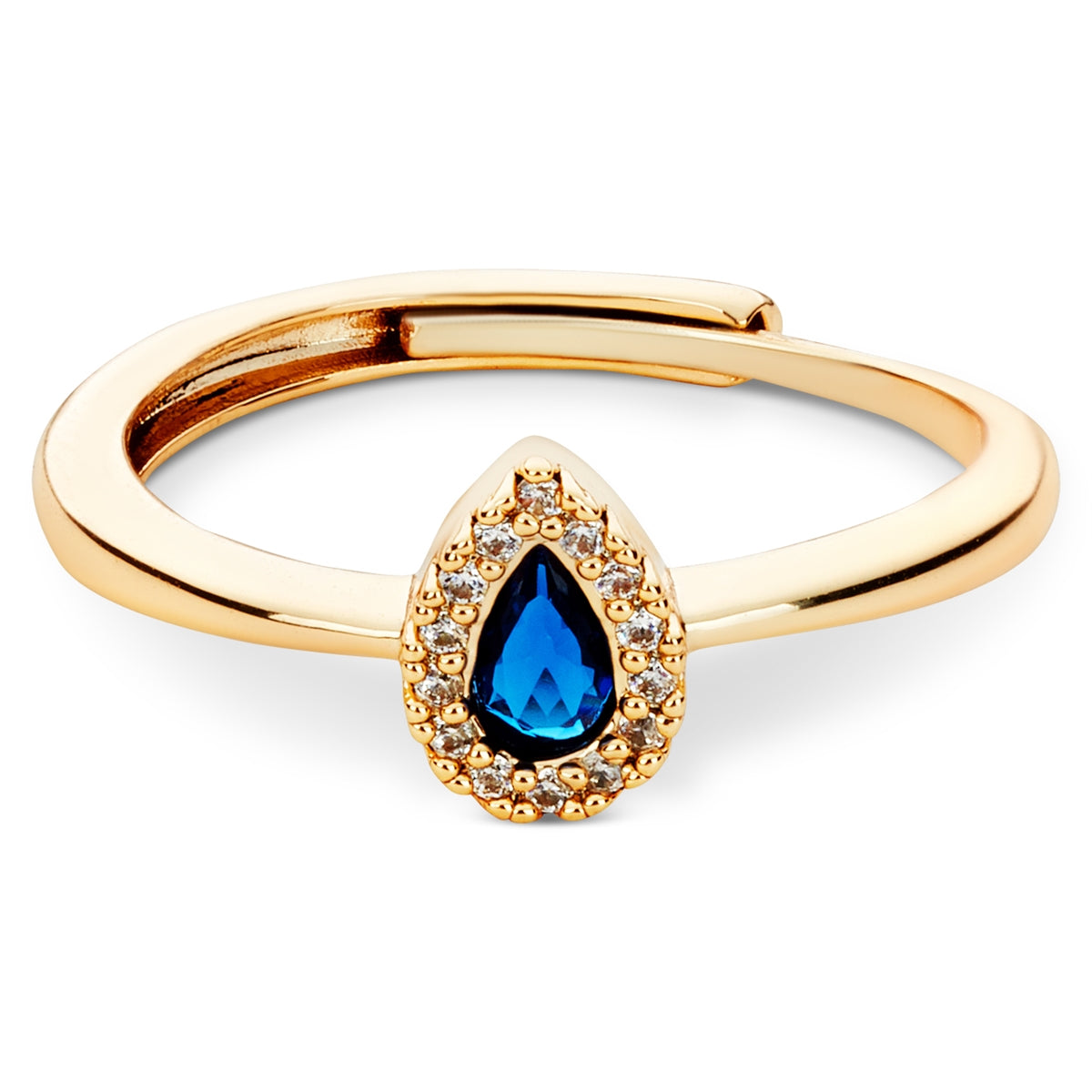 August Woods Gold Blue Halo Teardrop Ring