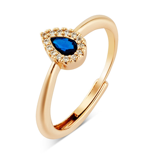 August Woods Gold Blue Halo Teardrop Ring