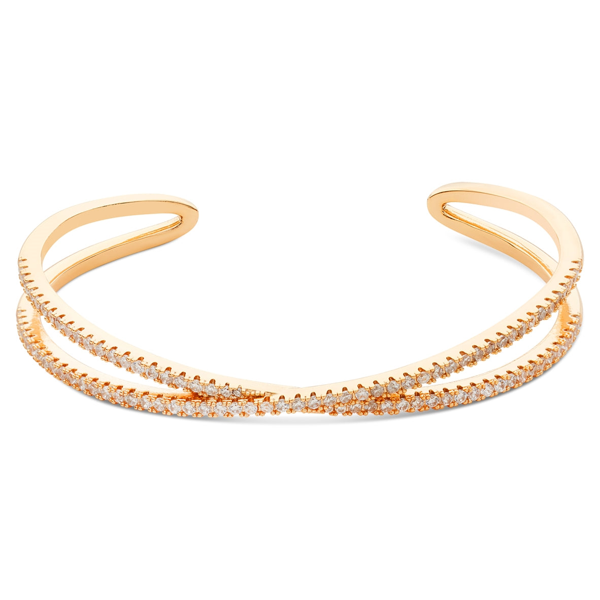 August Woods Gold Cross Over CZ Open Bangle
