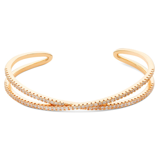 August Woods Gold Cross Over CZ Open Bangle