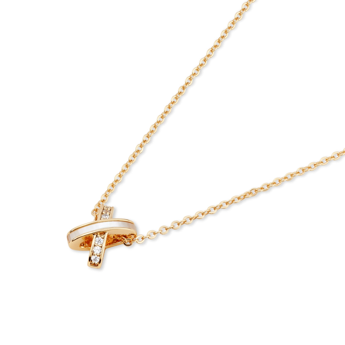 August Woods Gold Mother of Pearl Kiss Necklace