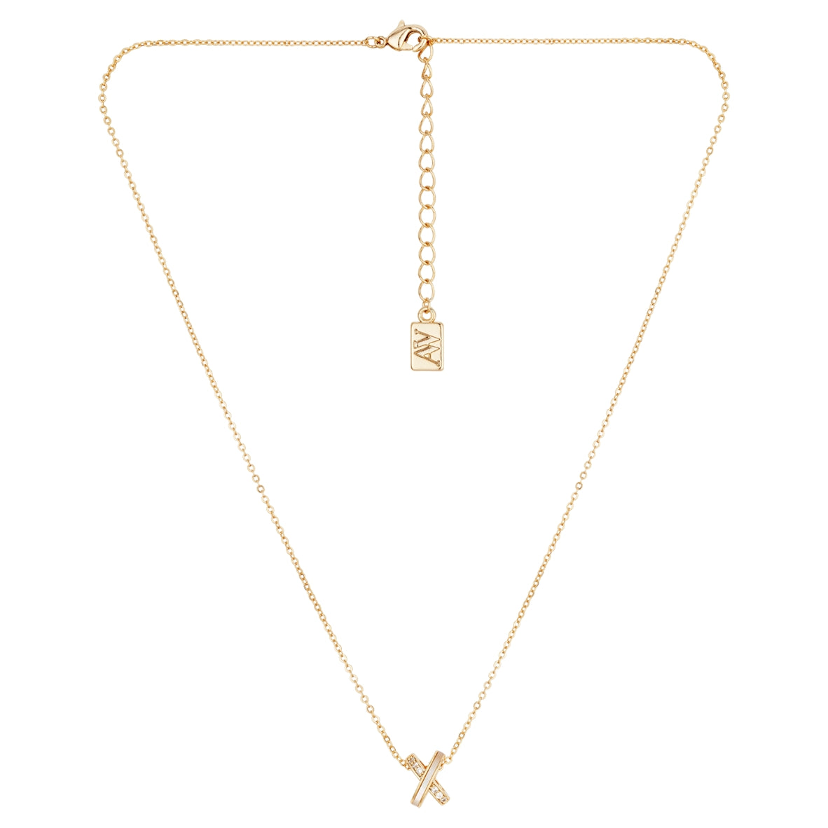 August Woods Gold Mother of Pearl Kiss Necklace