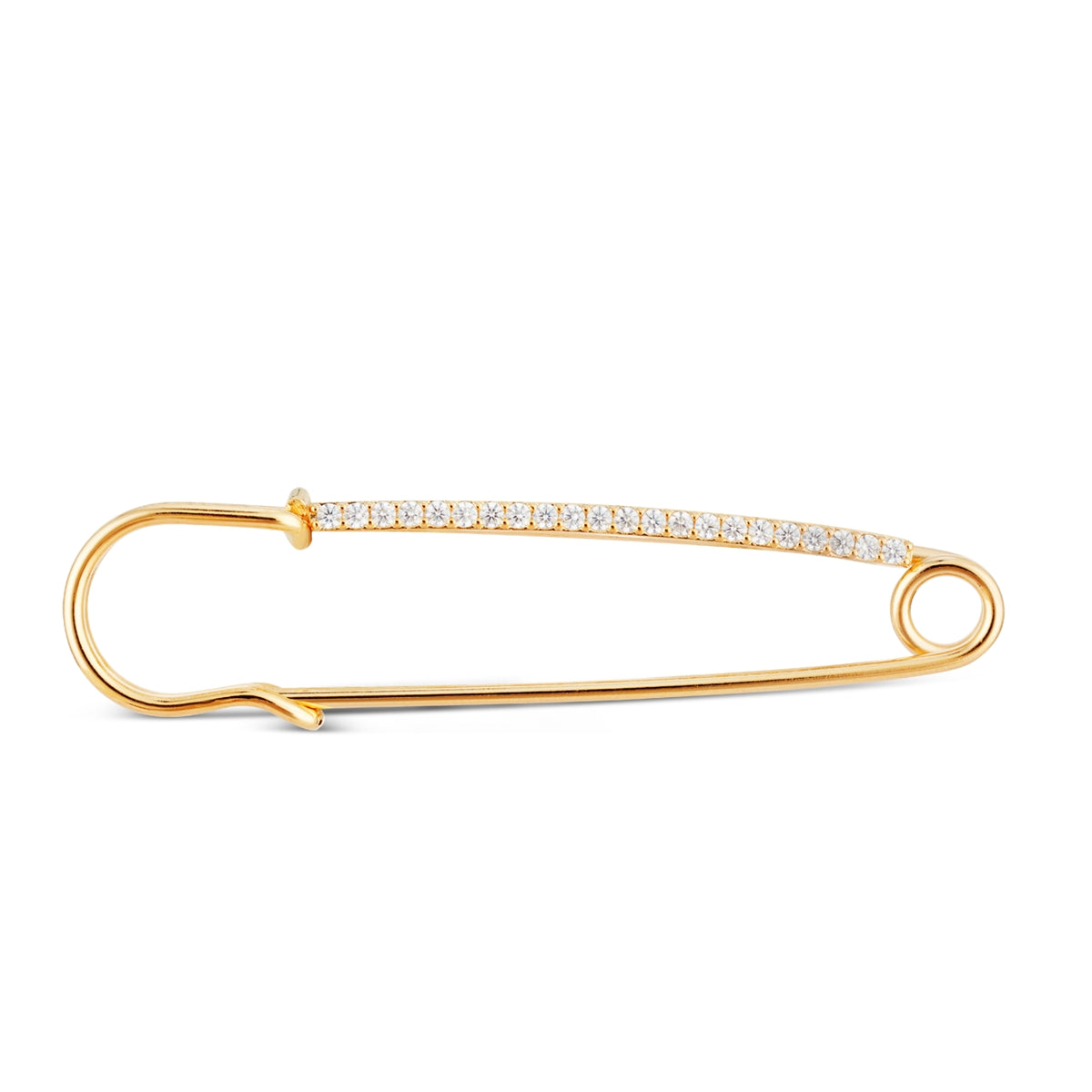 August Woods Gold Pave Safety Pin Brooch