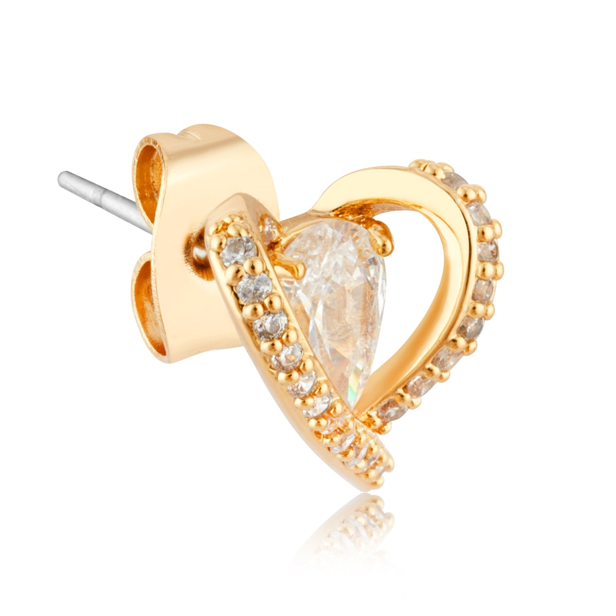 August Woods Gold Solitaire Caged Heart Earrings