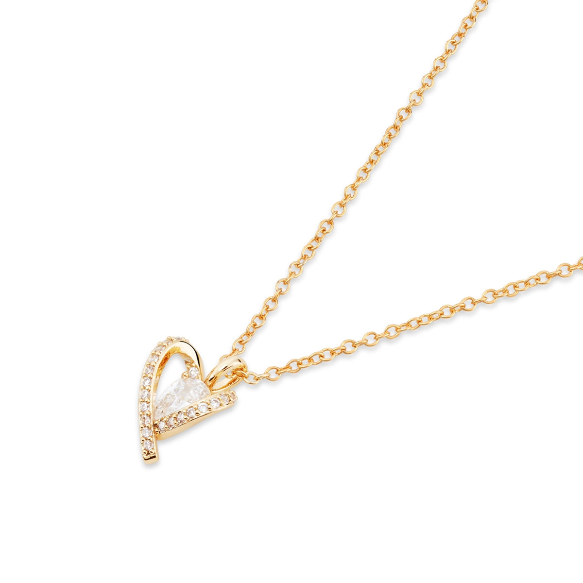 August Woods Gold Oval Solitaire Caged Heart Necklace