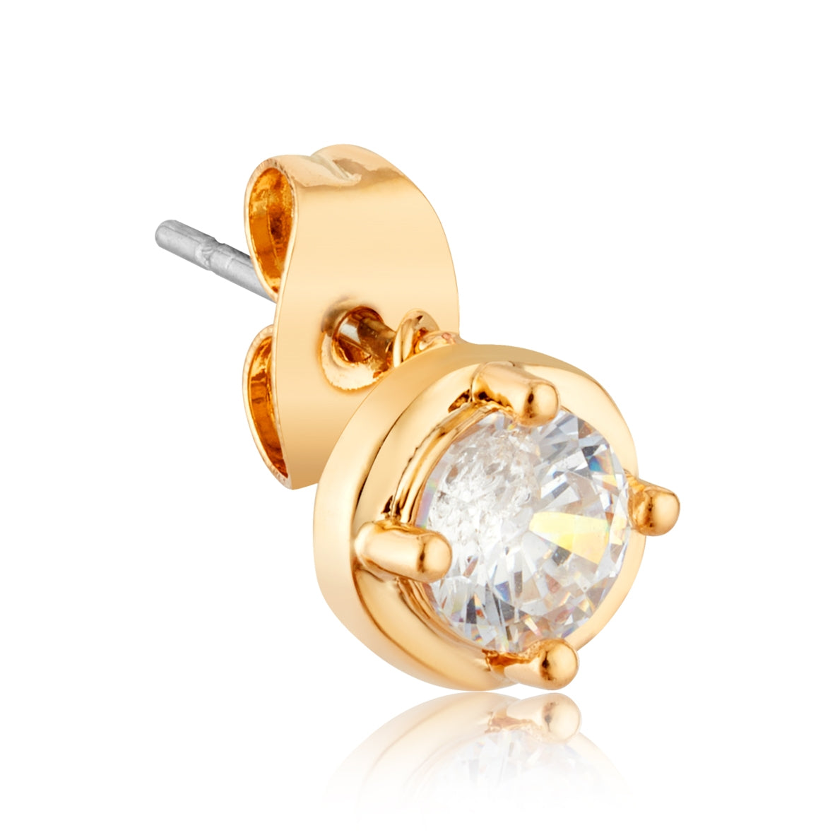 August Woods Gold Solitaire Stud Earrings
