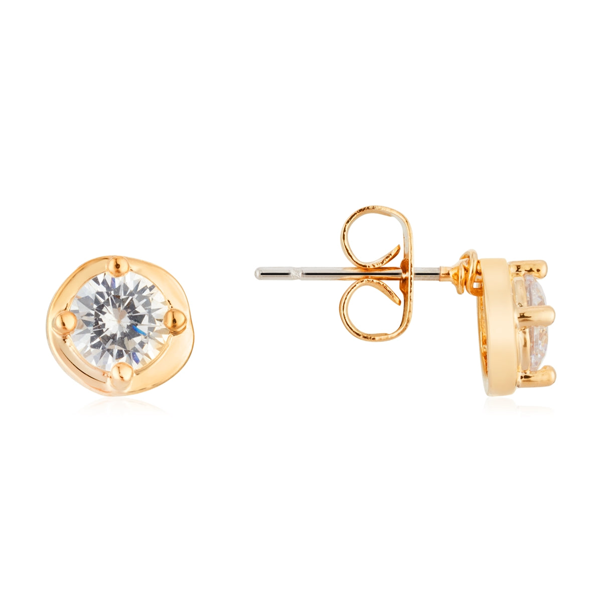 August Woods Gold Solitaire Stud Earrings