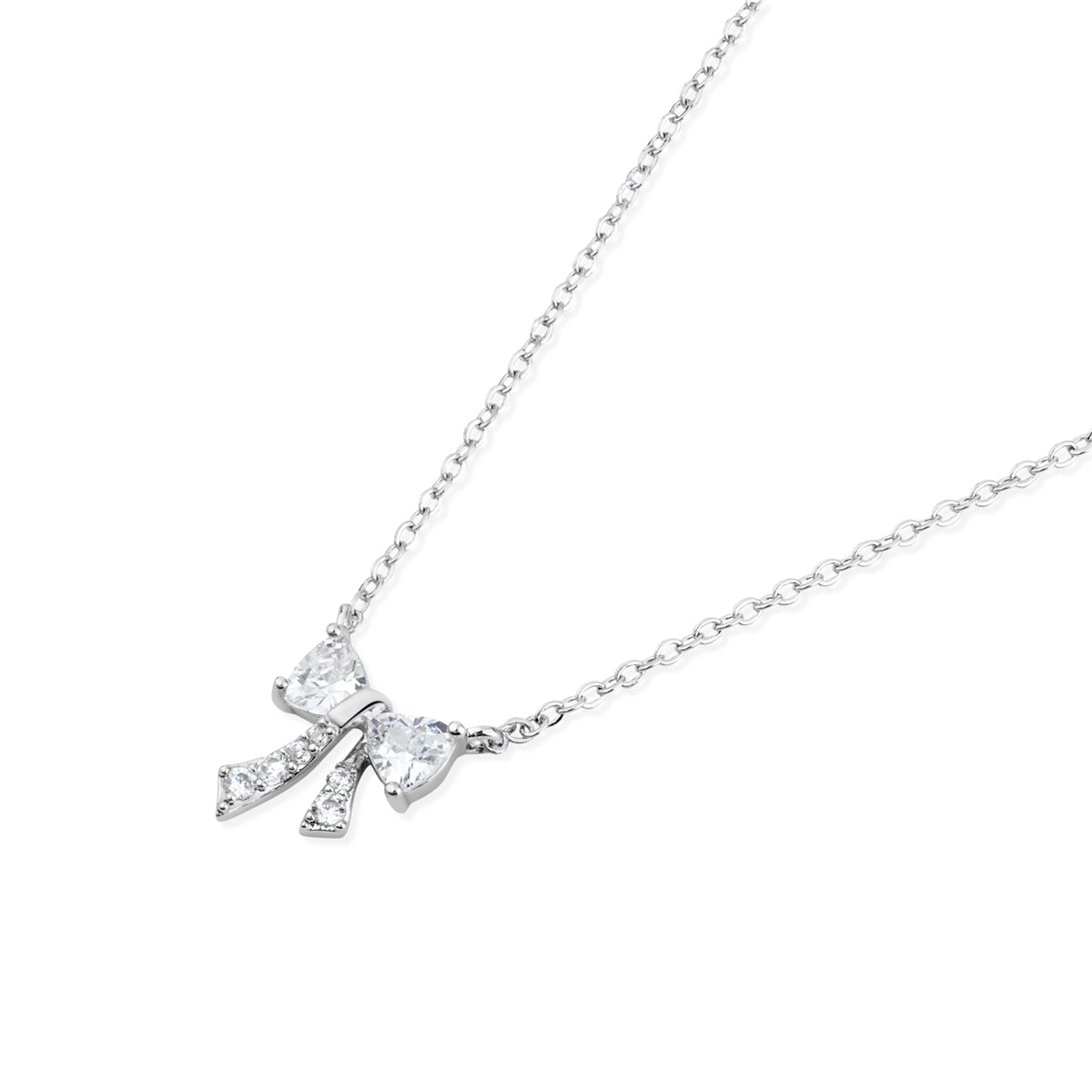 August Woods Silver CZ Bow Necklace