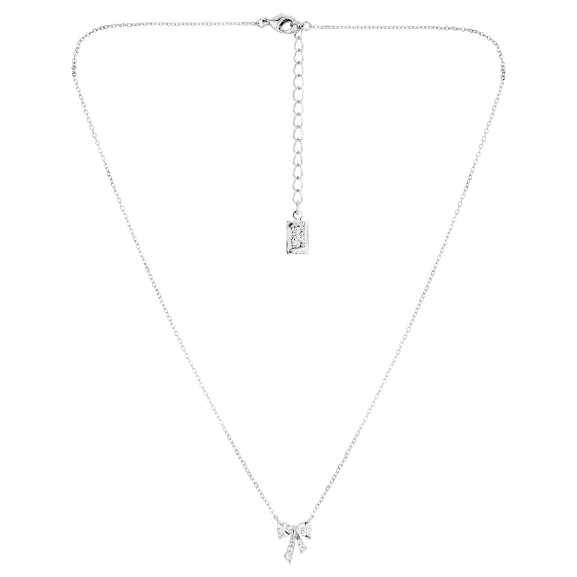 August Woods Silver CZ Bow Necklace